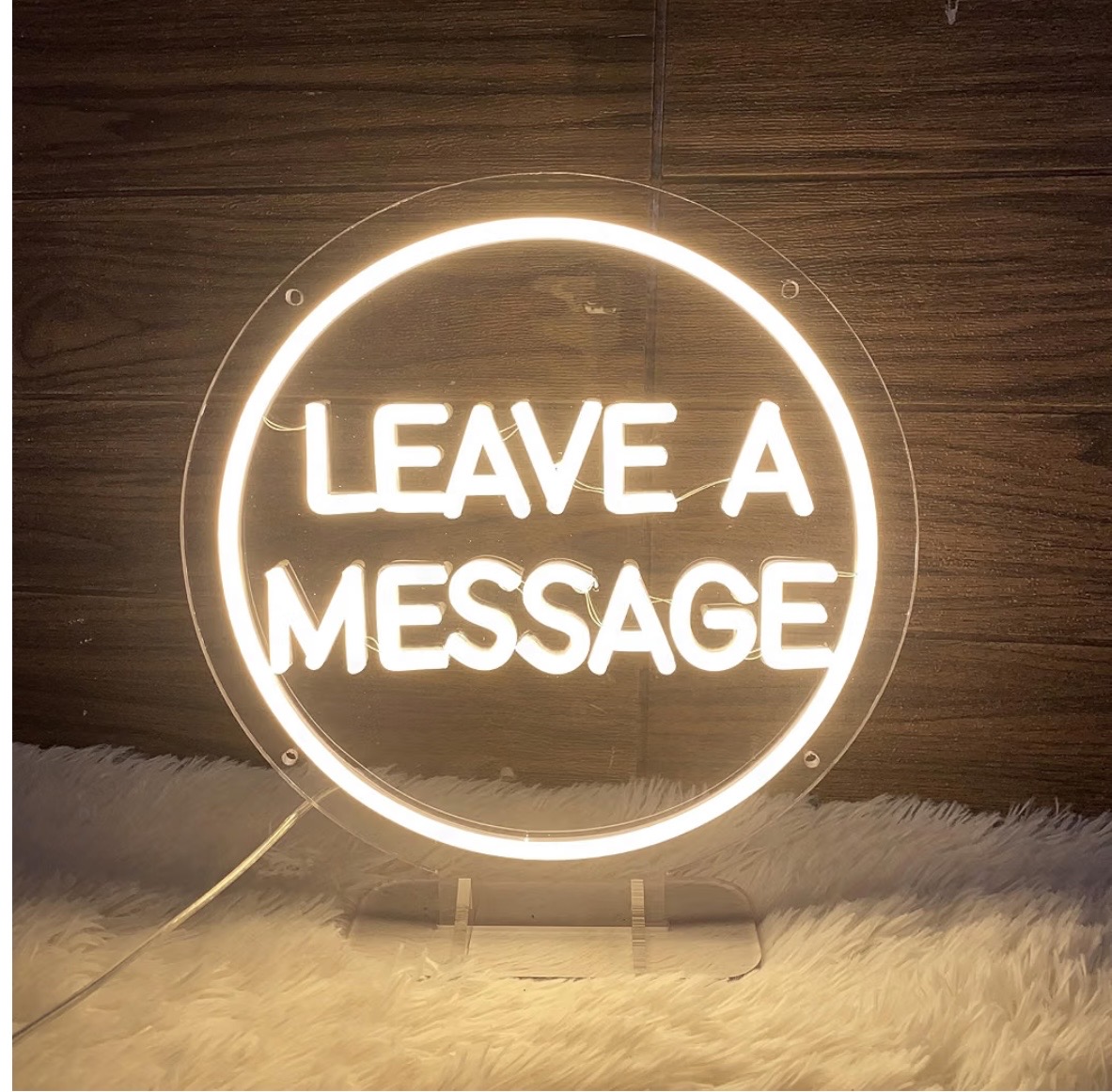 Warm white Leave a Message sign